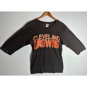 VTG Cleveland Browns 3/4 sleeve Shirt M-L NFL USA Logo 7 TAG Very thin 50/50